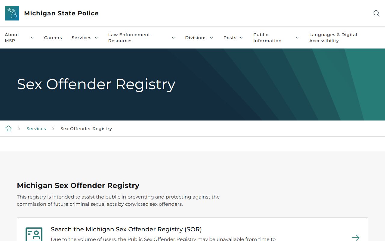 Michigan sex offender registry for Osceola County charge research