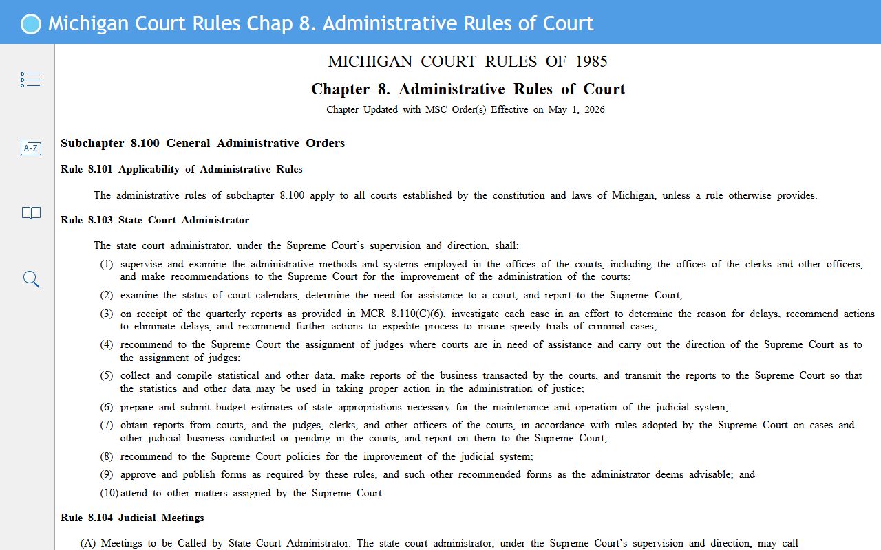 MCR Chapter 8 Osceola County court records rule