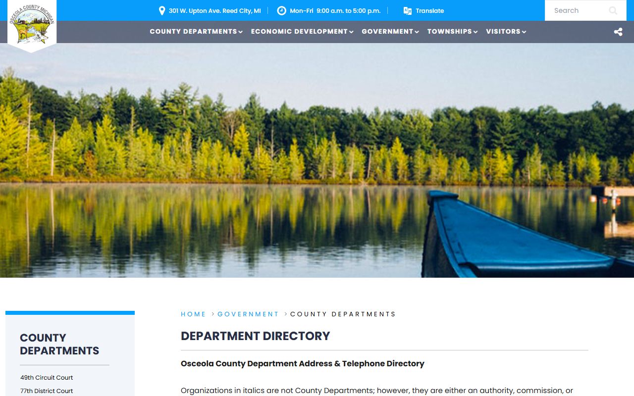 Osceola County department directory for court records