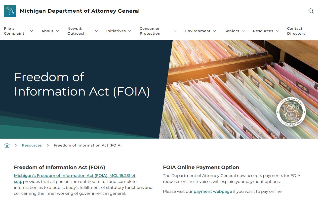 Michigan Attorney General FOIA guidance for Osceola County court records