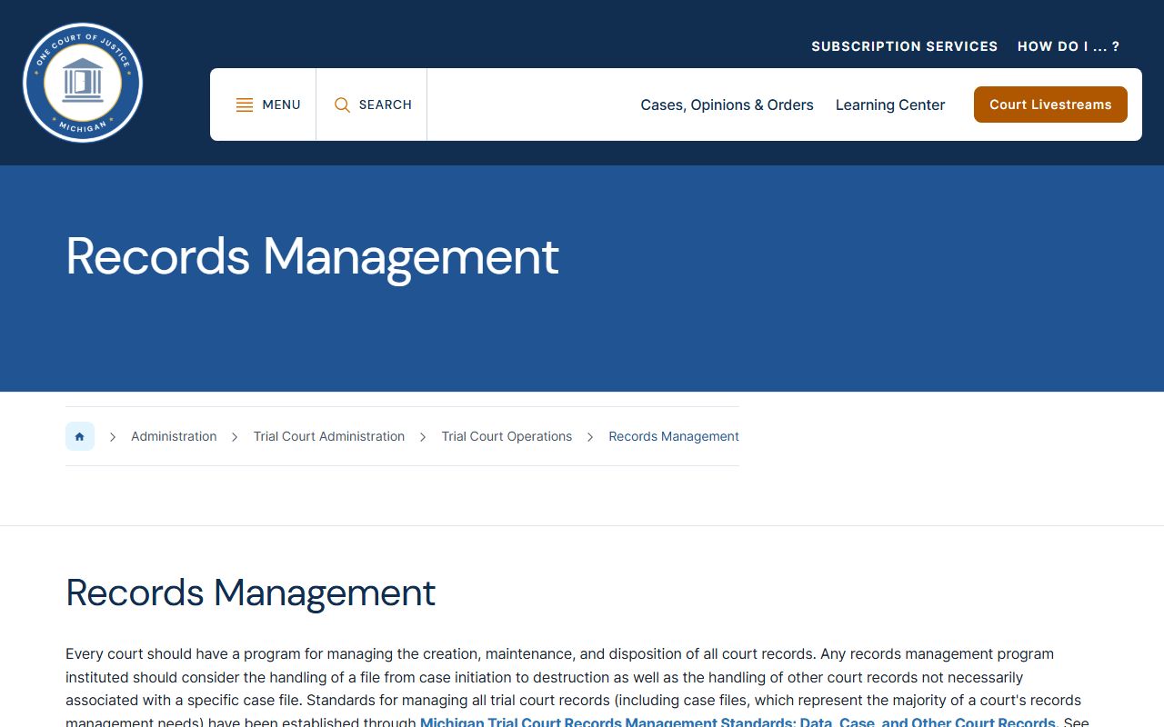 Michigan court records management for Osceola County court records