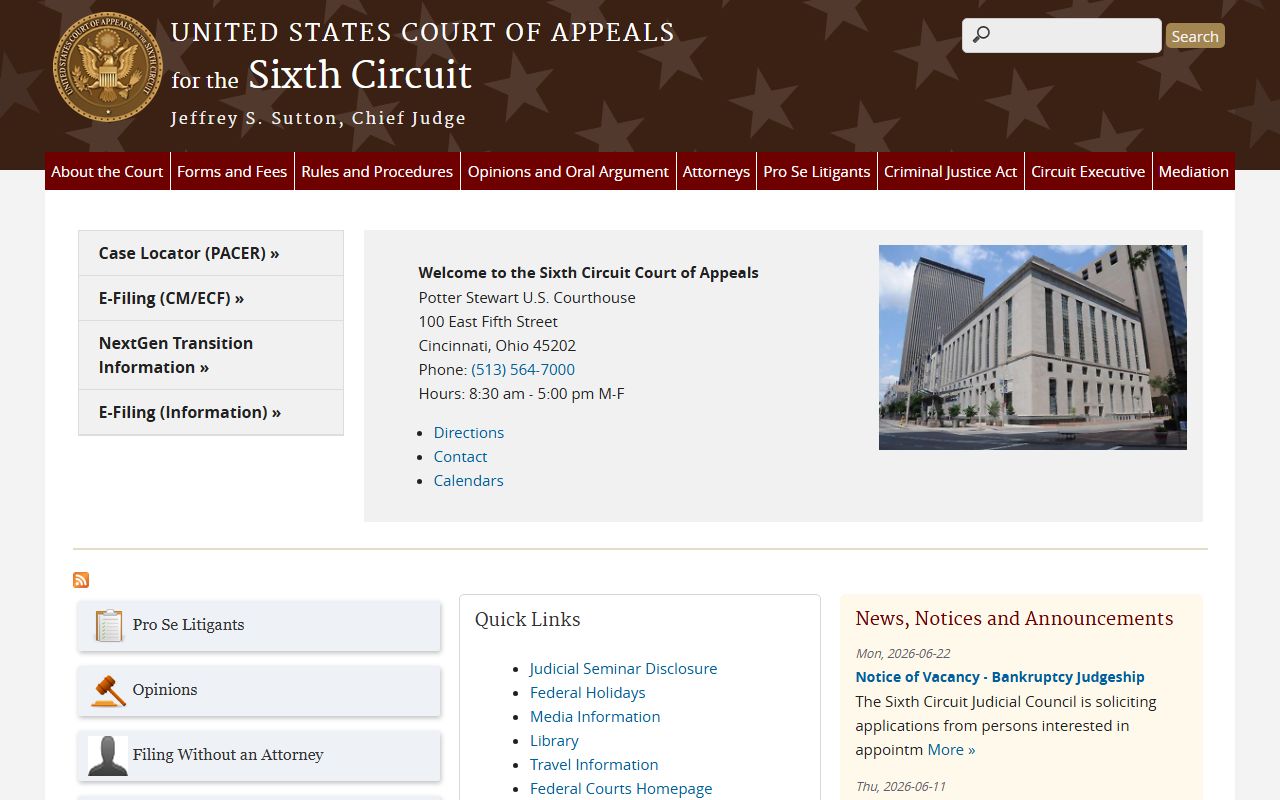 U.S. Sixth Circuit Court of Appeals for Osceola County court records