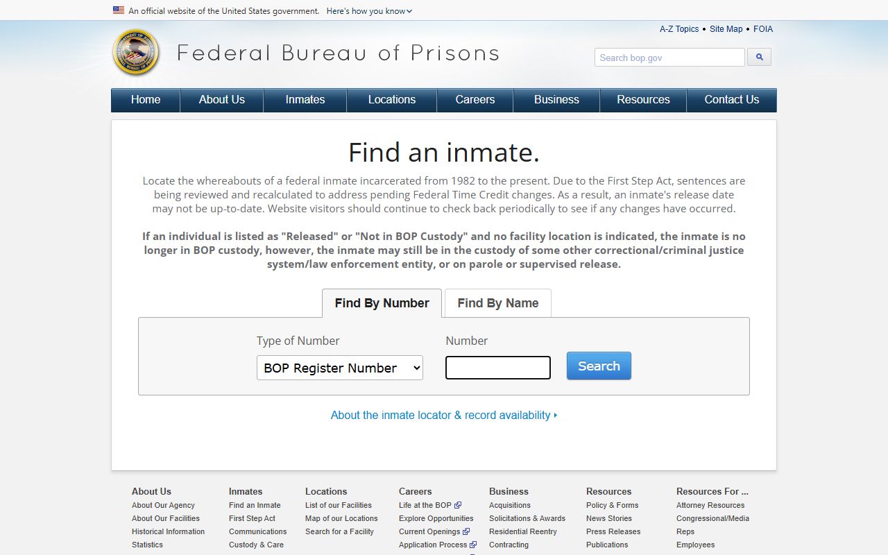 Federal Bureau of Prisons inmate locator for Osceola County federal inmate search