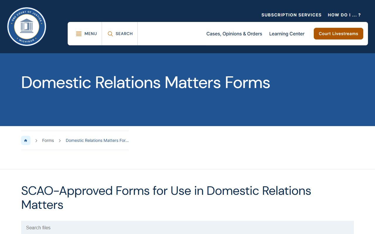 Michigan domestic relations divorce forms for Osceola County