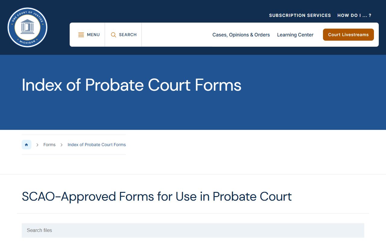 Osceola County probate records Michigan probate court forms index
