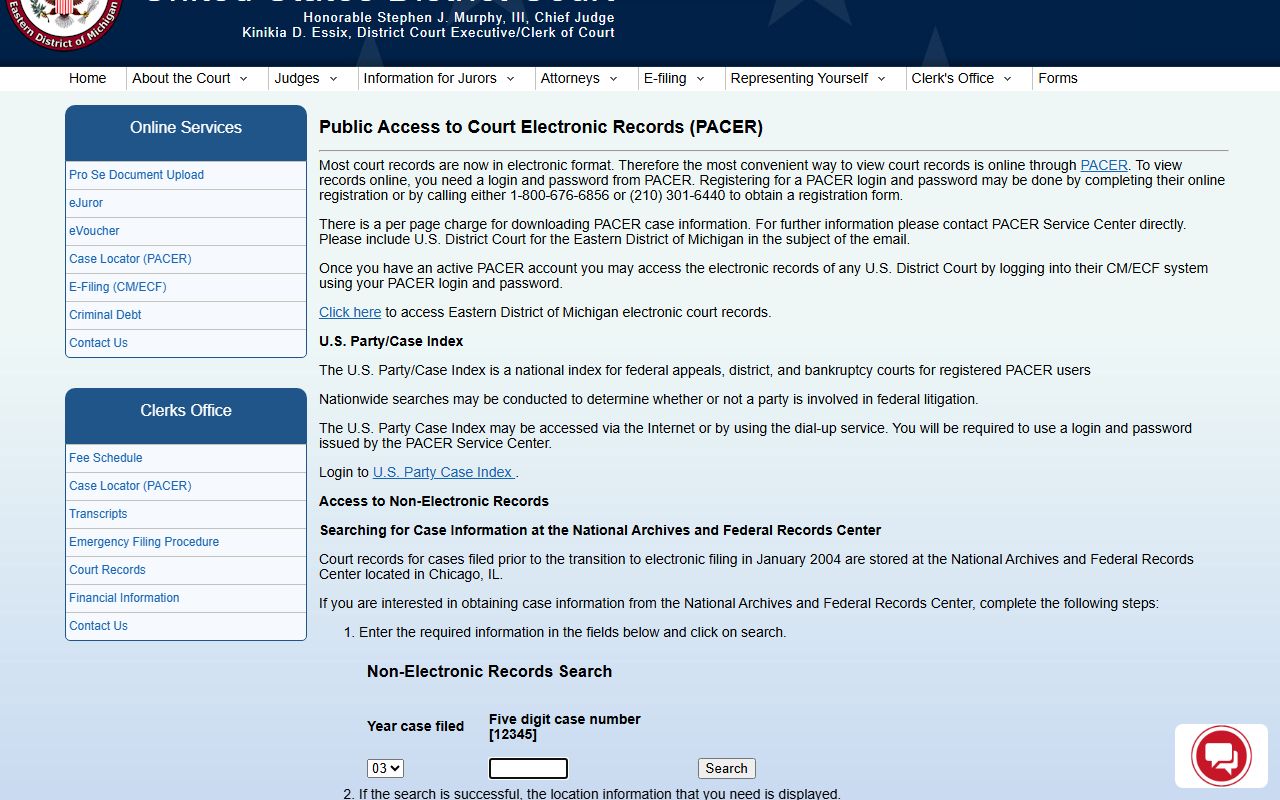 Federal court records access for Osceola County Michigan warrant matters
